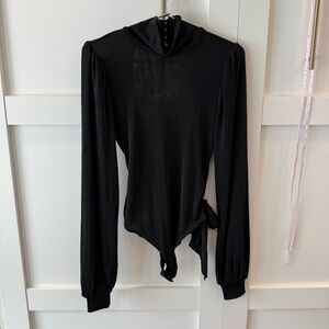 Free people intimately slinky Black bodysuit open back with tie detail size M